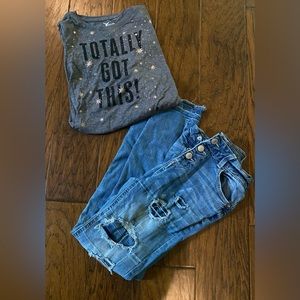 Girl’s super cute outfit! Size 10/12 - Back To School Ready! Jeans + Long Sleeve